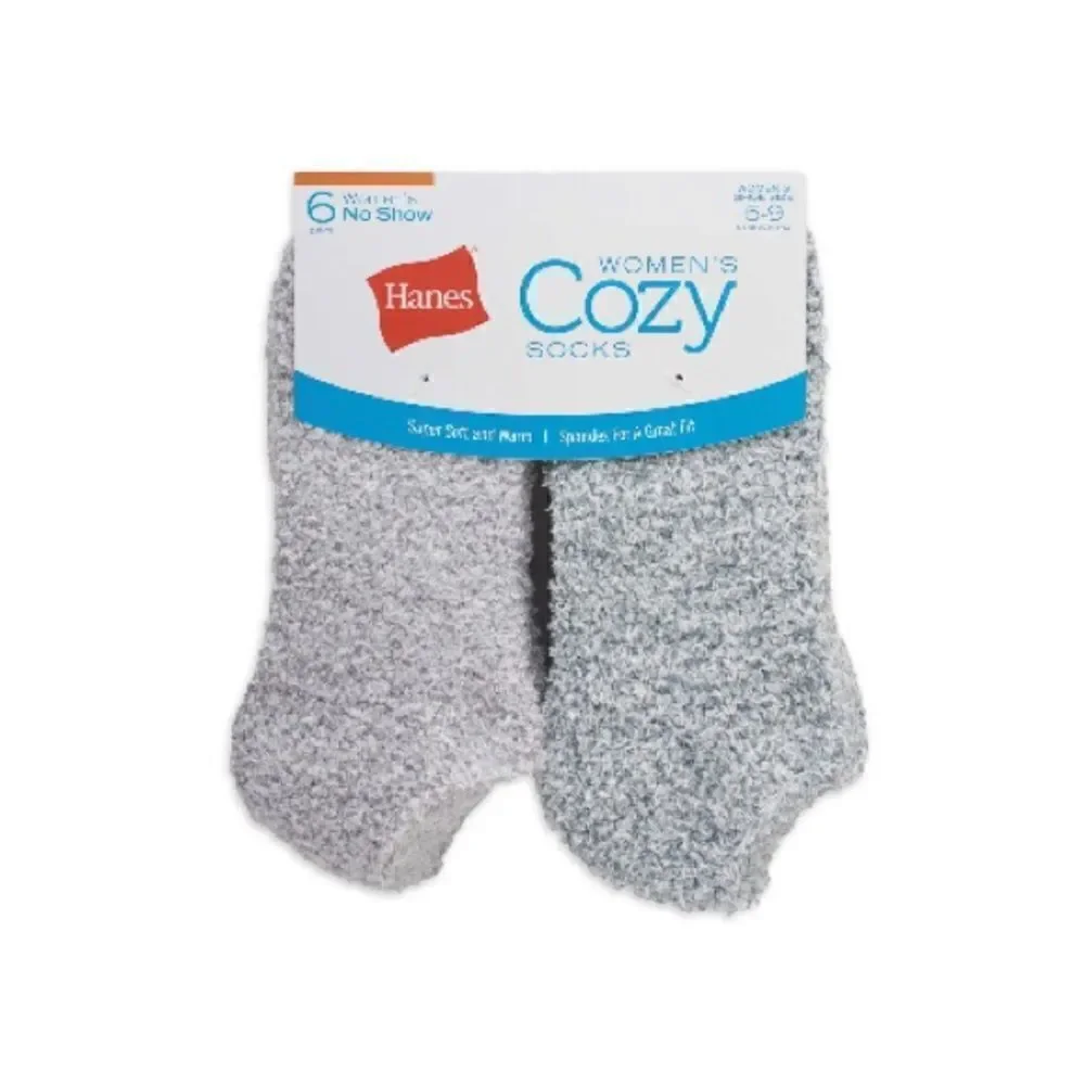 Women’s Hanes Cozy Comfy Soft No Show Socks Slippers 6-Pack Shoe Size 5-9